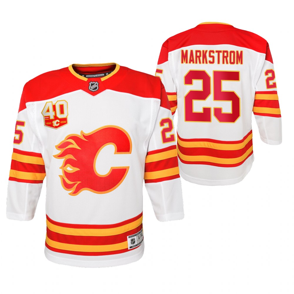 Calgary Flames Jacob Markstrom youth White 2020-21 Away Jersey