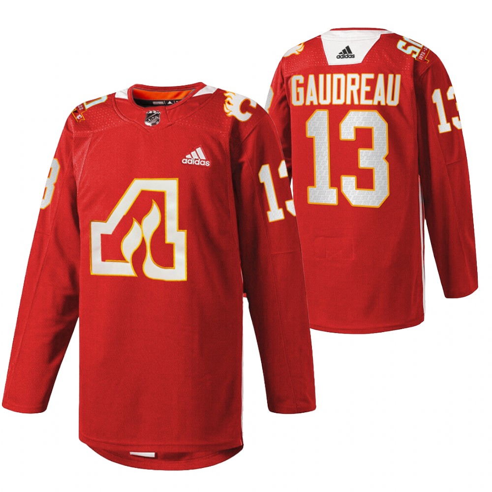 Calgary Flames Johnny Gaudreau Red 2022 50th Anniversary Warm-Up Jersey