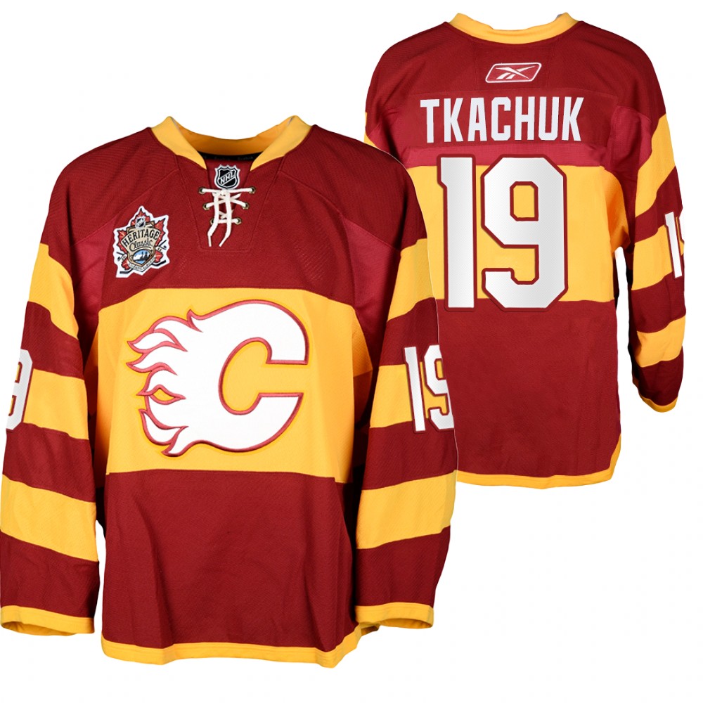Calgary Flames Matthew Tkachuk Heritage Classic 2011 Red Warm-Up Jersey