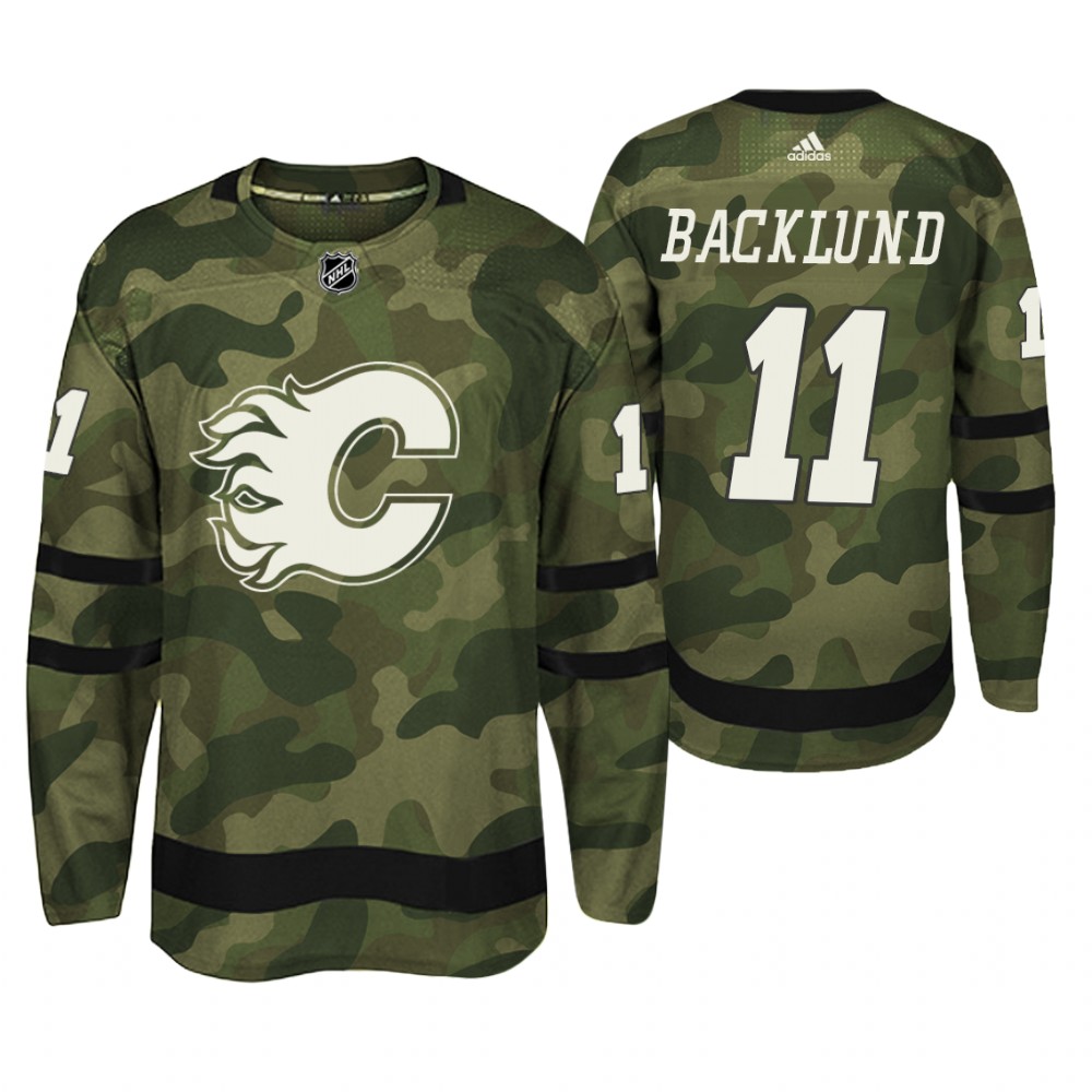 Calgary Flames Mikael Backlund Camo Armed Special Forces Player Jersey