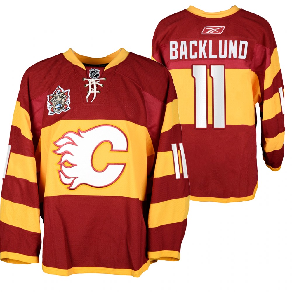 Calgary Flames Mikael Backlund Heritage Classic 2011 Red Warm-Up Jersey