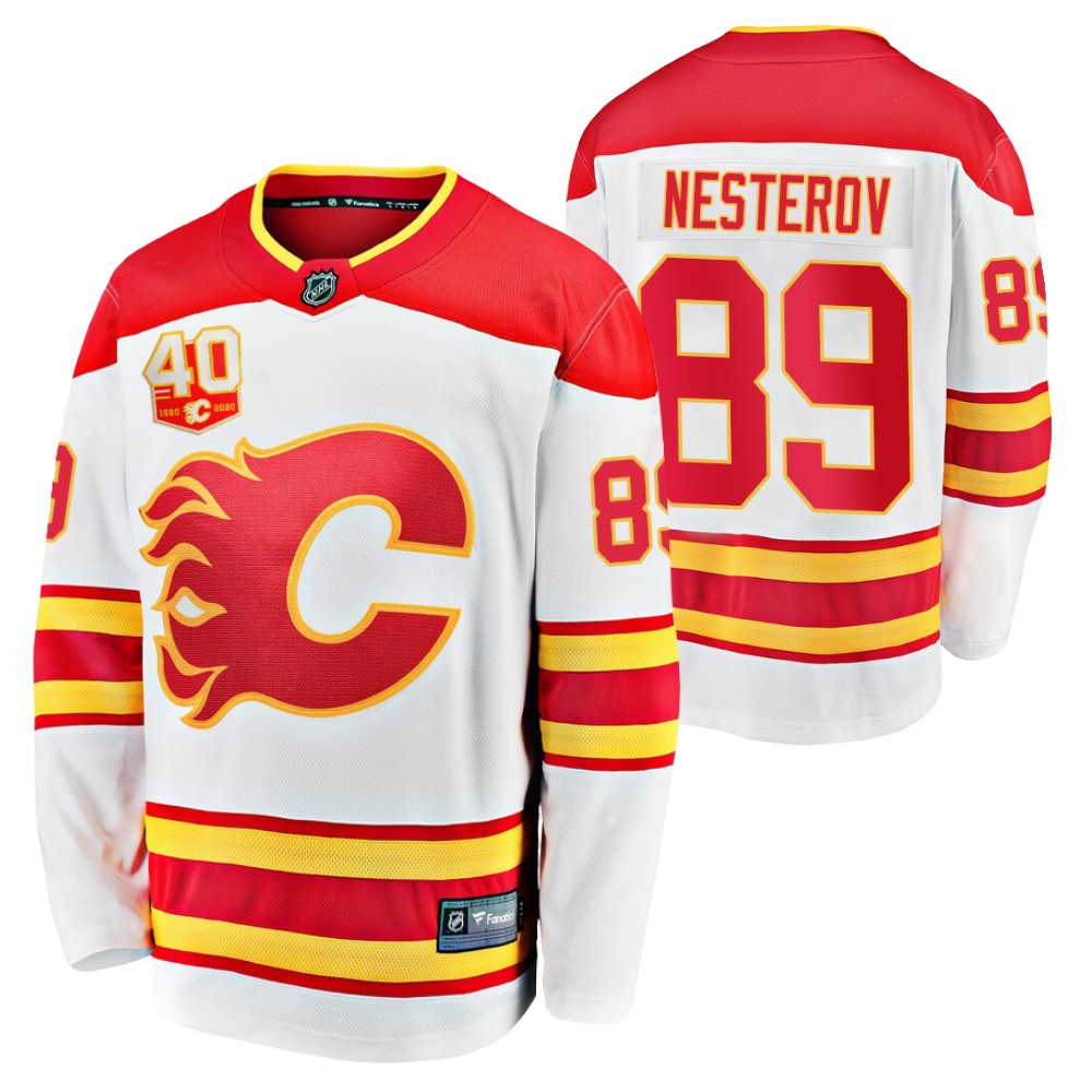 Calgary Flames Nikita Nesterov White 2020-21 40th Anniversary Away Jersey
