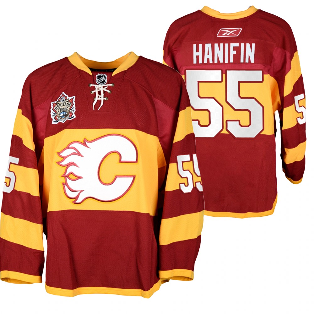Calgary Flames Noah Hanifin Heritage Classic 2011 Red Warm-Up Jersey
