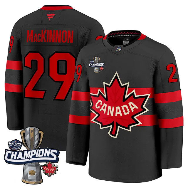 Canada 2025 4 Nations Face-Off Champions Jersey BLACK #29 MacKINNON.webp