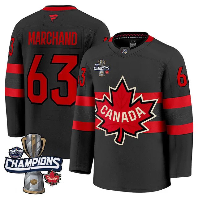 Canada 2025 4 Nations Face-Off Champions Jersey BLACK #63 MARCHAND.webp