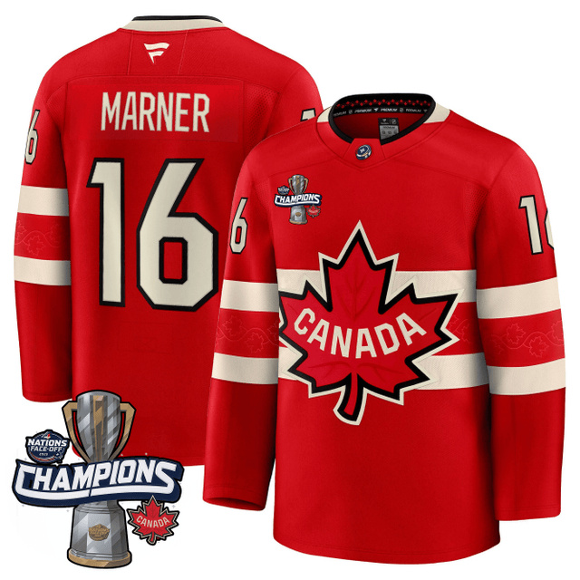 Canada 2025 4 Nations Face-Off Champions Jersey RED #16 MARNER.webp