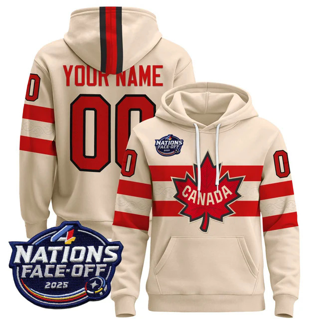 Canada 4 Nations Face-Off 2025 Custom Pullover Hoodie WHITE.webp