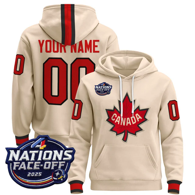 Canada 4 Nations Face-Off 2025 Custom Pullover Hoodie WHITE.webp