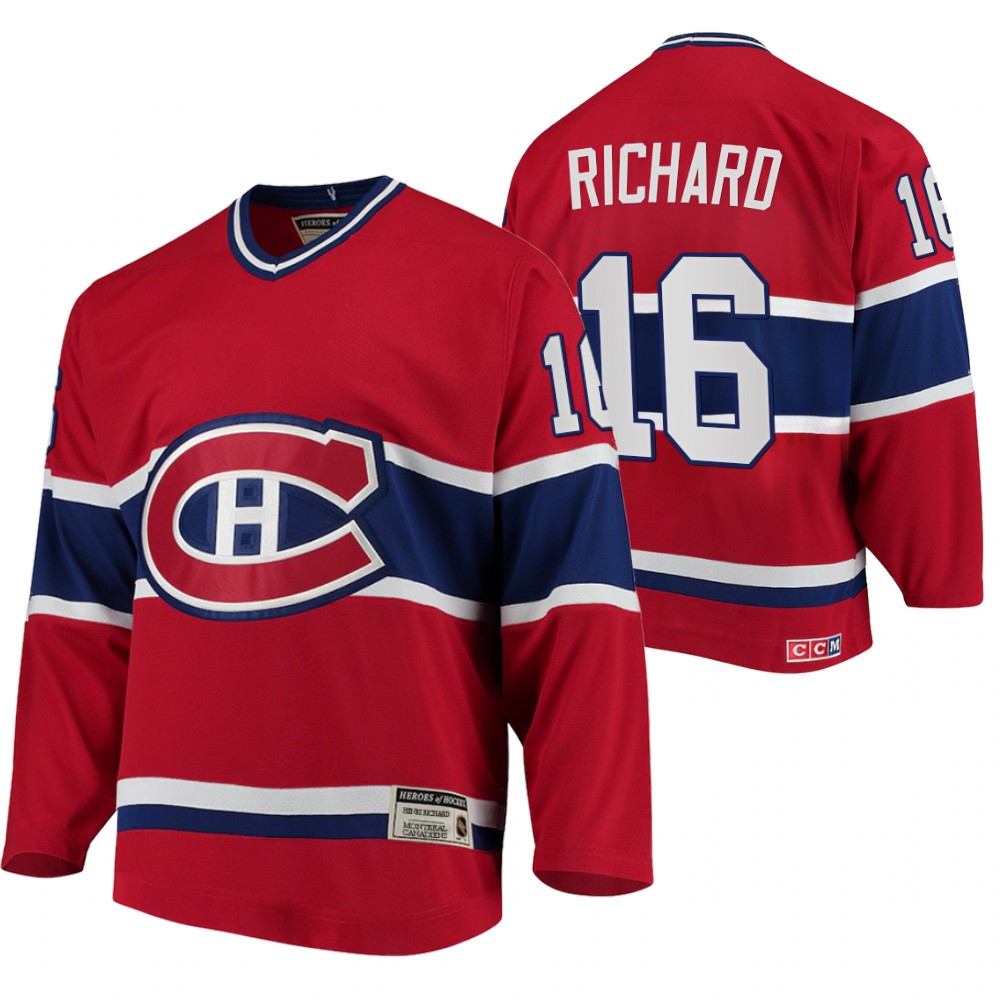 Canadiens #16 Henri Richard Heroes of Hockey Authentic Throwback Jersey Red