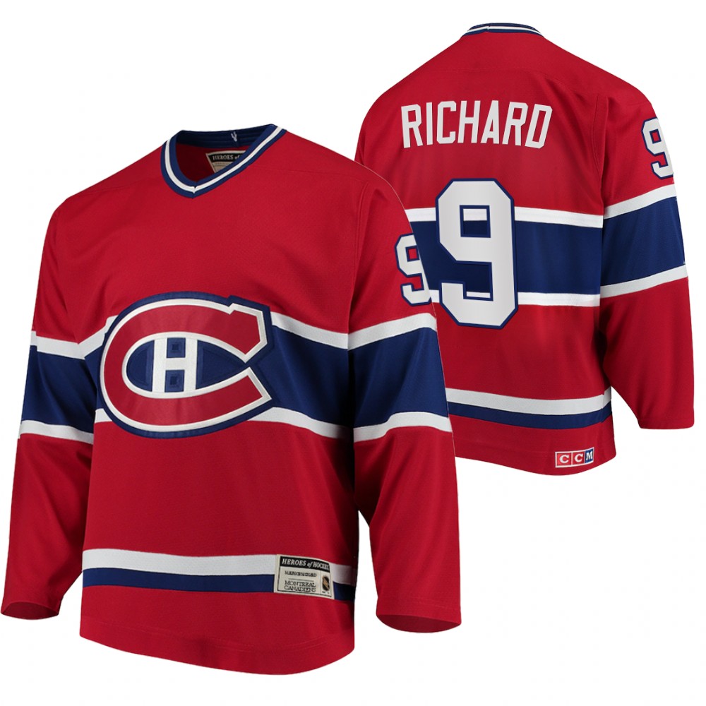 Canadiens #9 Maurice Richard Heroes of Hockey Authentic Throwback Jersey Red