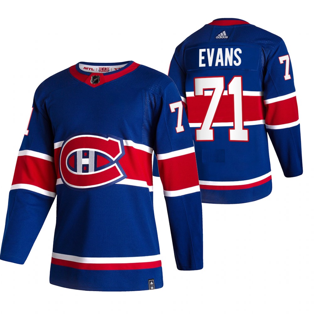 Canadiens 2021 Reverse Retro #71 Jake Evans Royal Jersey Special Edition Authentic