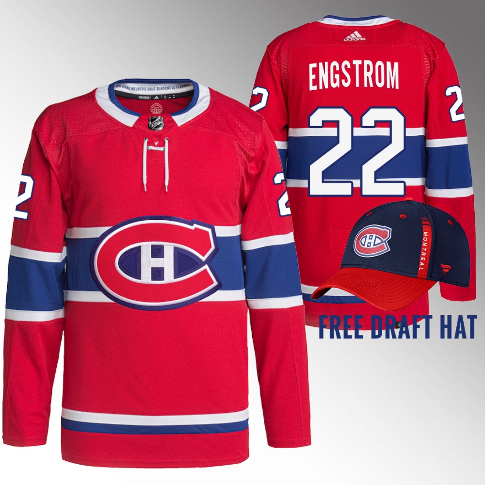 Canadiens 2022 NHL Draft Adam Engstrom Red Jersey Authentic Primegreen Home