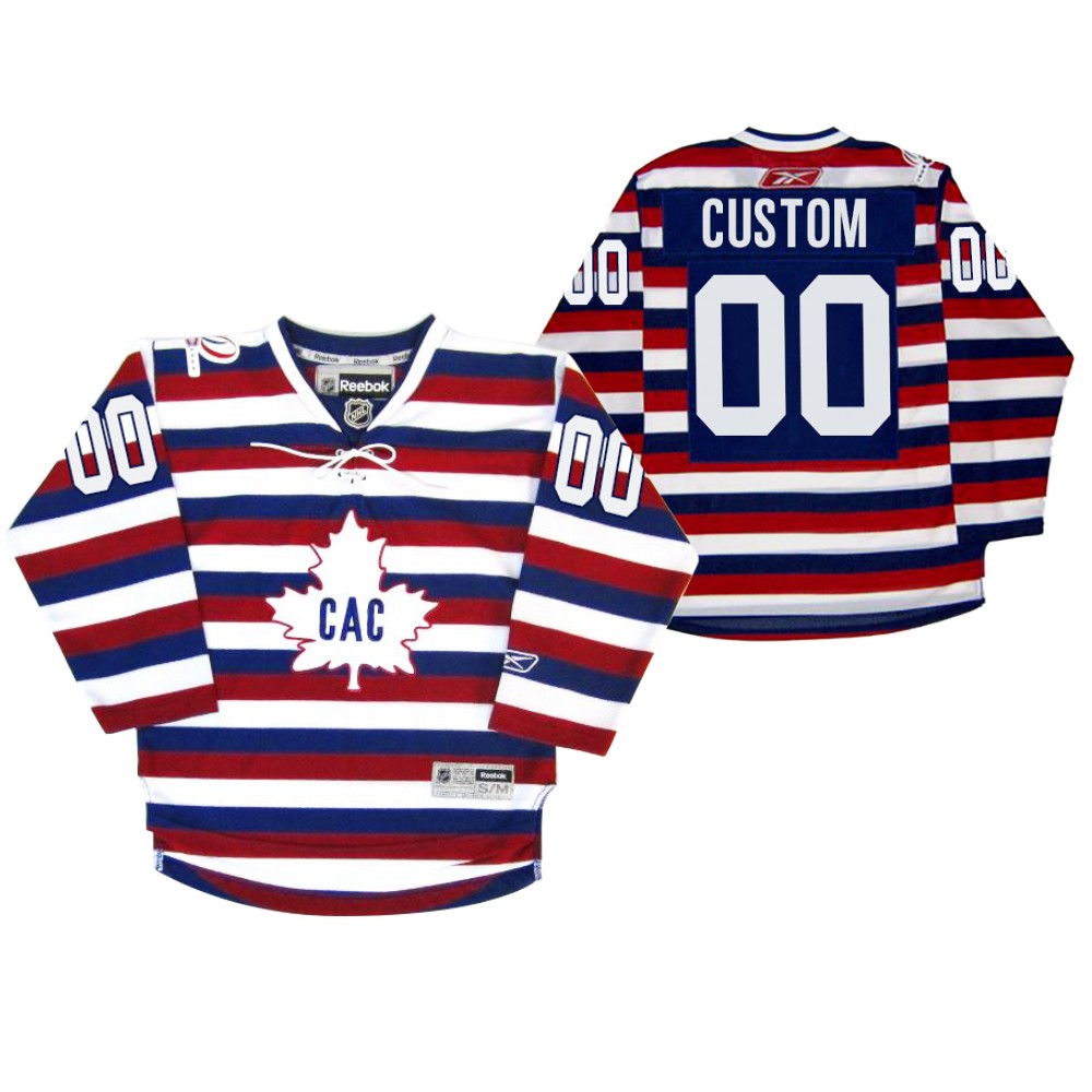 Canadiens Custom Jersey Centennial 100th Anniversary Celebration Red Royal Retro Men