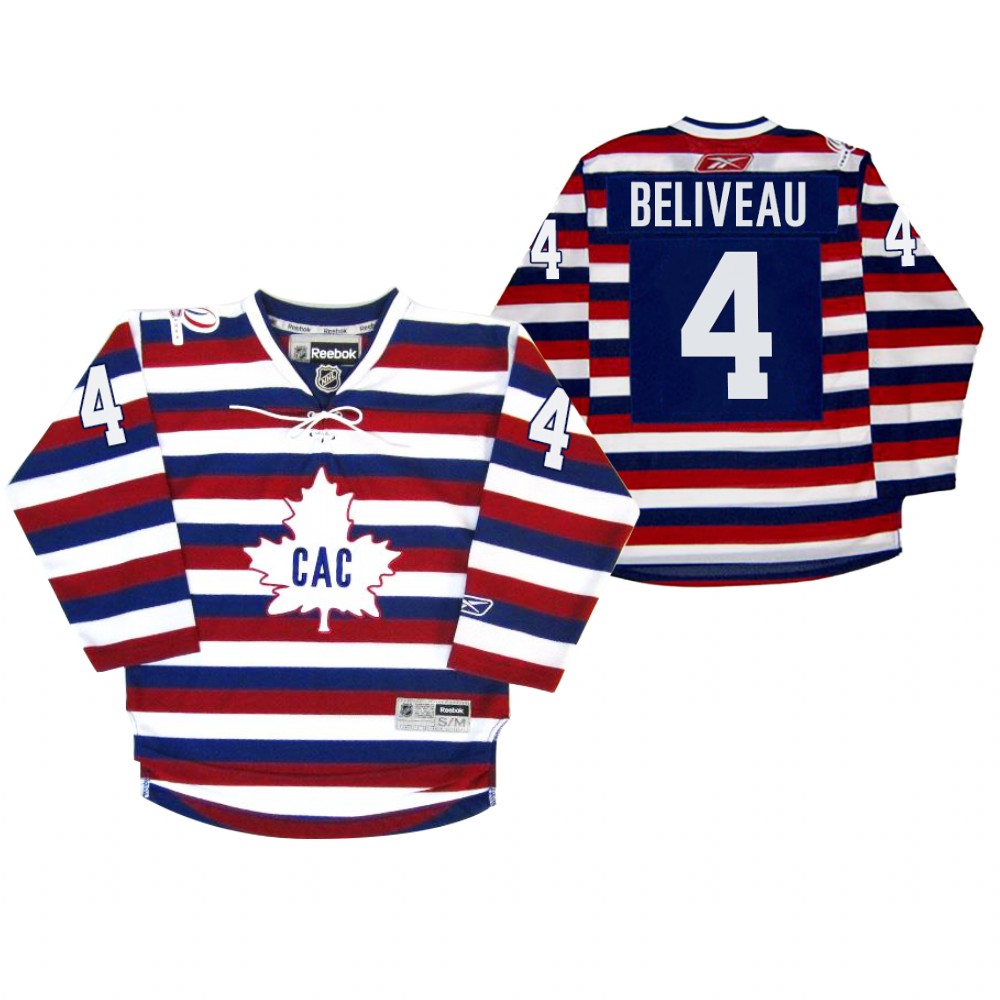 Canadiens Jean Beliveau Jersey Centennial 100th Anniversary Celebration Red Royal Retro Men