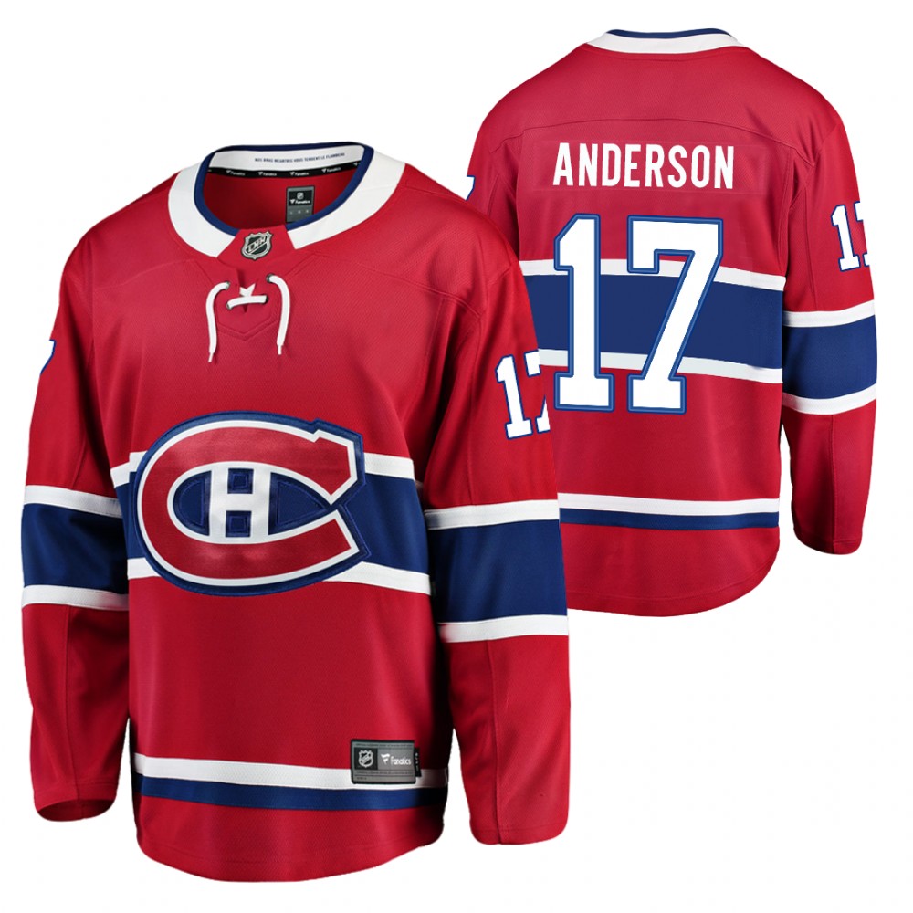 Canadiens Josh Anderson Jersey Home Red Breakaway Player Men