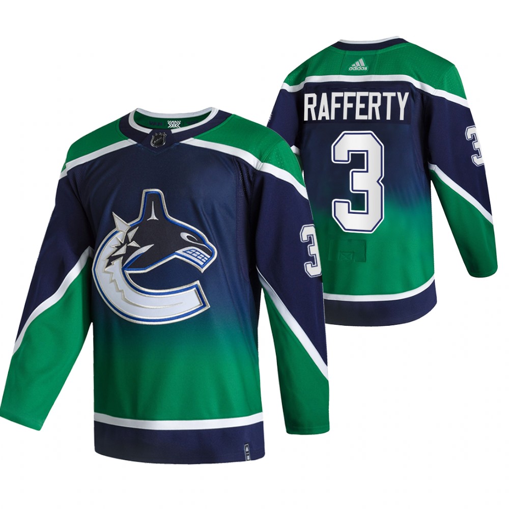 Canucks 2021 Reverse Retro #3 Brogan Rafferty Green Jersey Special Edition Authentic