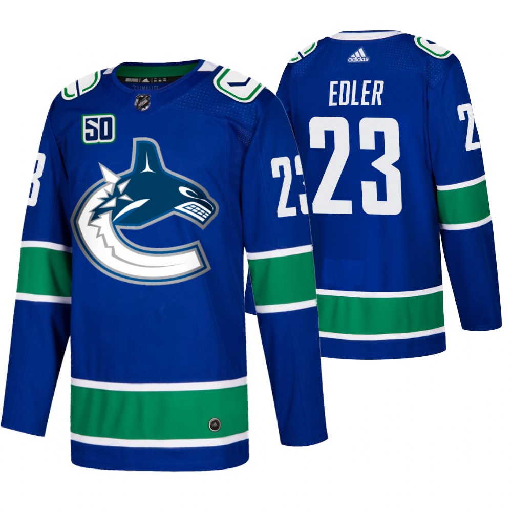 Canucks Alexander Edler Blue Home 50th Anniversary Authentic Jersey