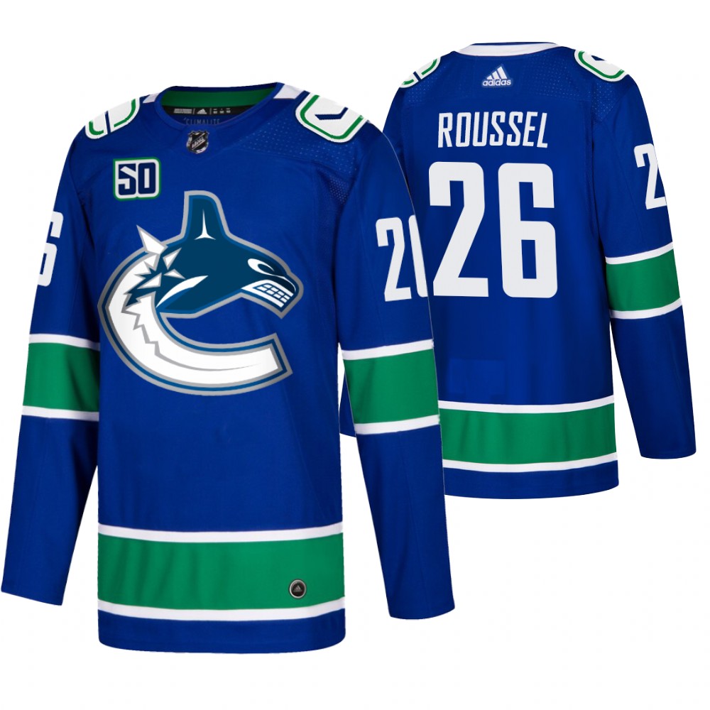 Canucks Antoine Roussel Blue Home 50th Anniversary Authentic Jersey
