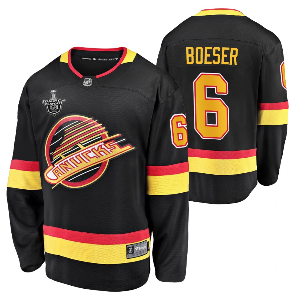 Canucks Brock Boeser Jersey 2020 Stanley Cup Playoffs Black Flying Skate Men's