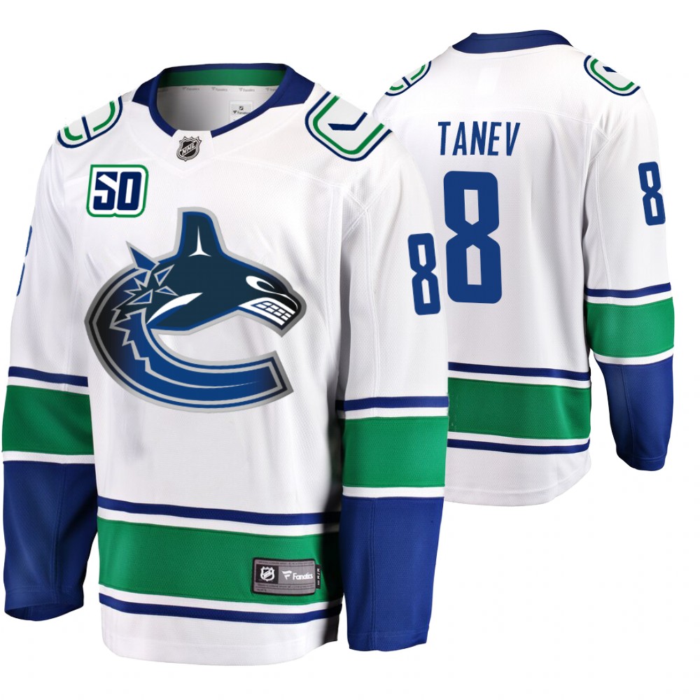 Canucks Christopher Tanev White Away Breakaway 50th Anniversary Player Jersey