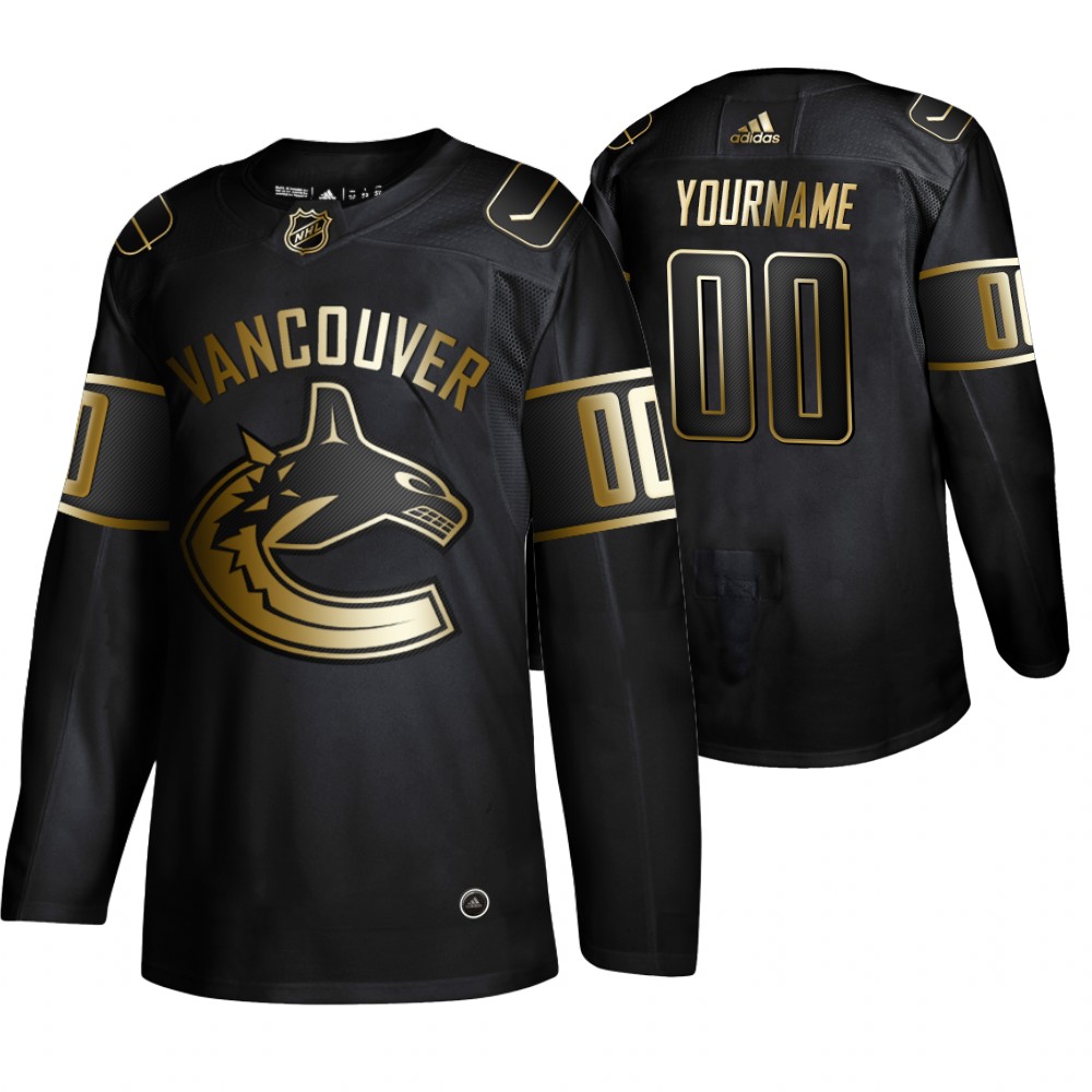 Canucks Custom Black Authentic 2019 NHL Golden Edition Jersey