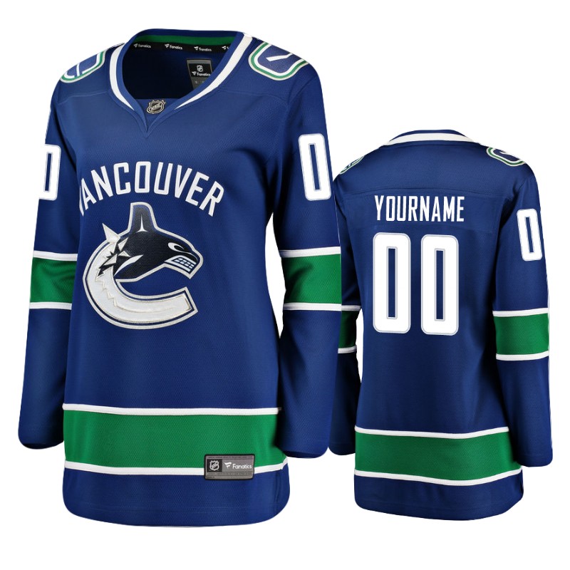 Canucks Custom Blue Breakaway Player Home Jersey