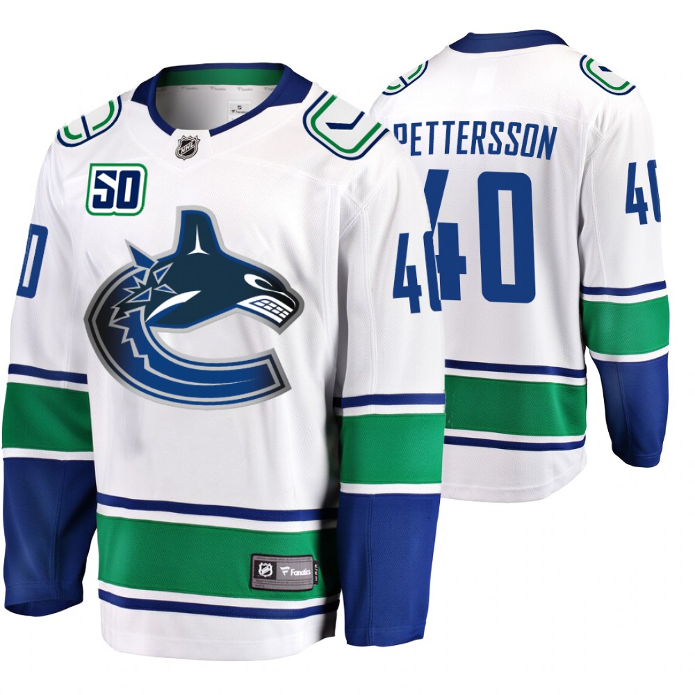 Canucks Elias Pettersson White Away Breakaway 50th Anniversary Player Jersey