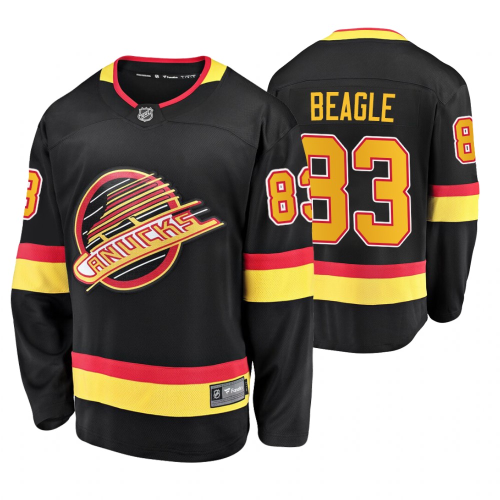 Canucks Jay Beagle Black Flying Skate Premier Breakaway Jersey