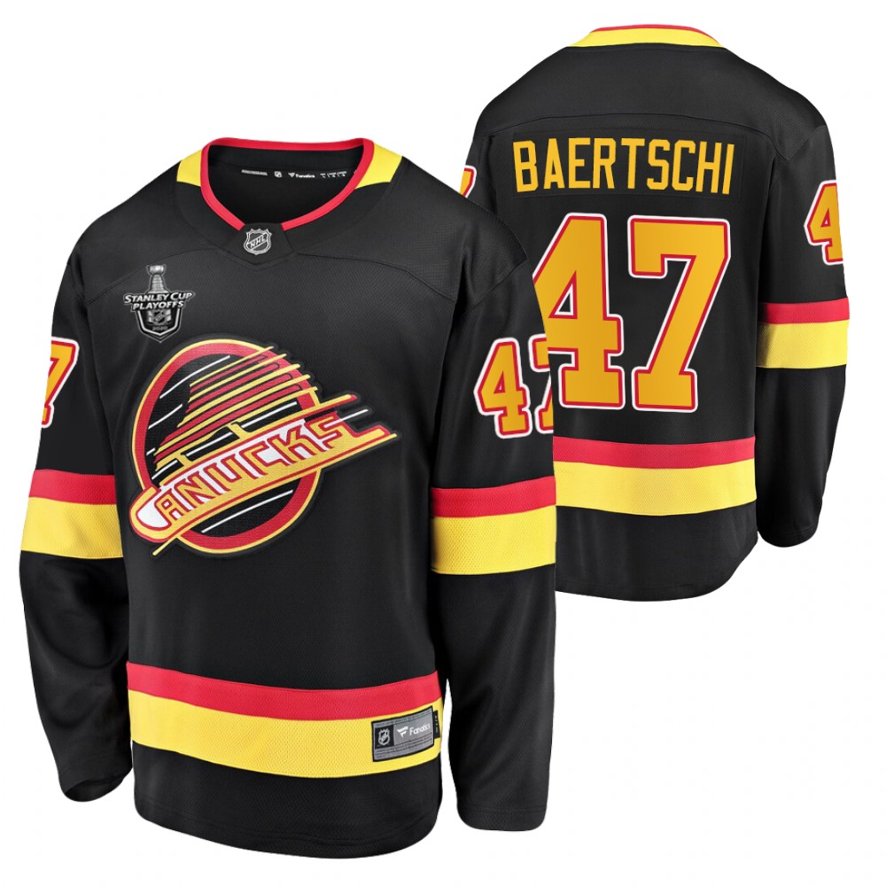 Canucks Sven Baertschi Jersey 2020 Stanley Cup Playoffs Black Flying Skate Men's