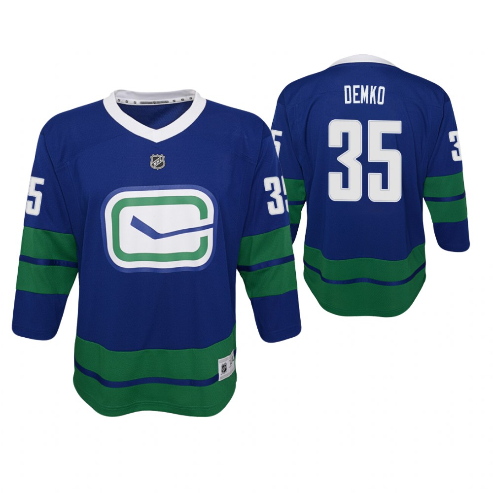 Canucks Thatcher Demko Royal Alternate Premier Youth Jersey