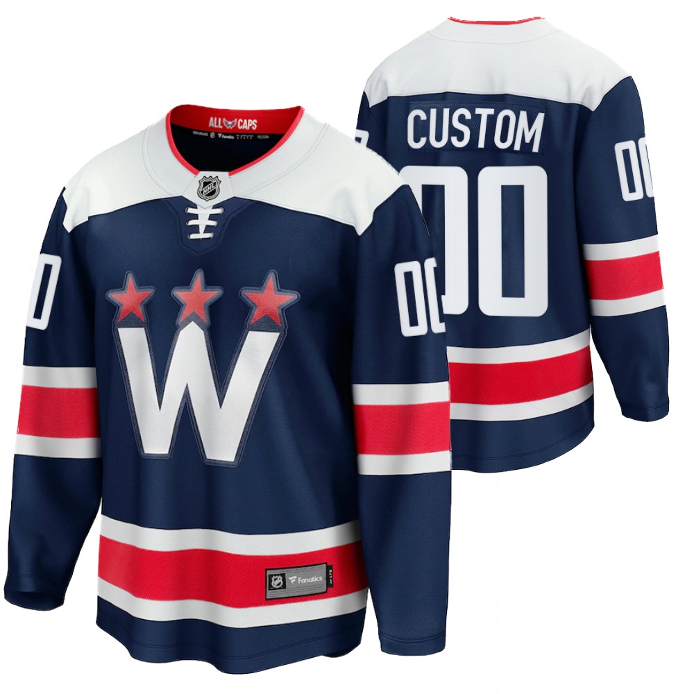 Capitals #00 Custom Navy 2020-21 Alternate Jersey