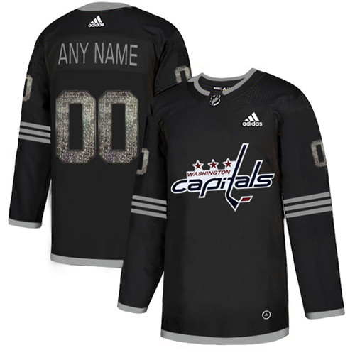 Capitals Black Shadow Logo Print Men's Customized Adidas Jersey