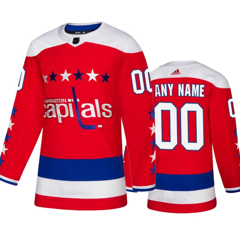 Capitals Custom Red Adidas Authentic Alternate Jersey
