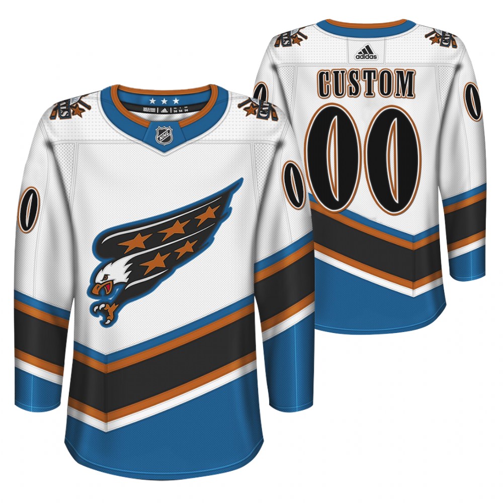 Capitals Custom White 2022 Screaming Eagle Throwback Jersey