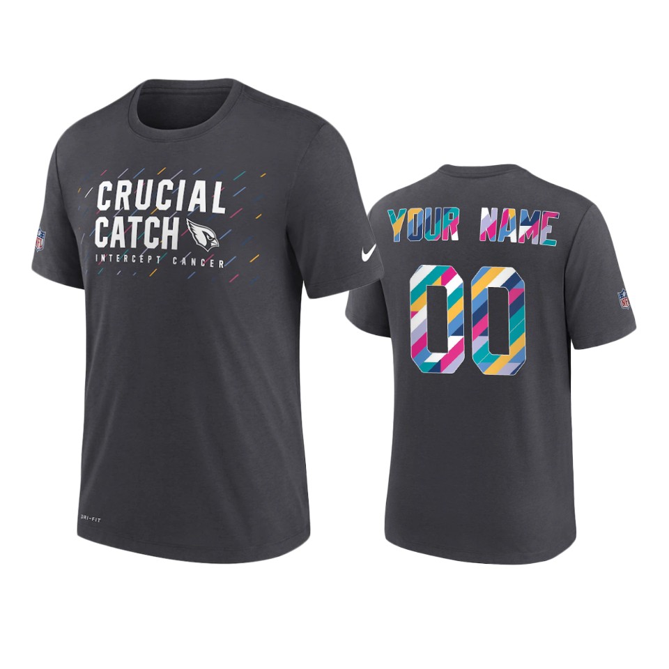 Cardinals Charcoal Custom 2021 NFL Crucial Catch T-Shirt