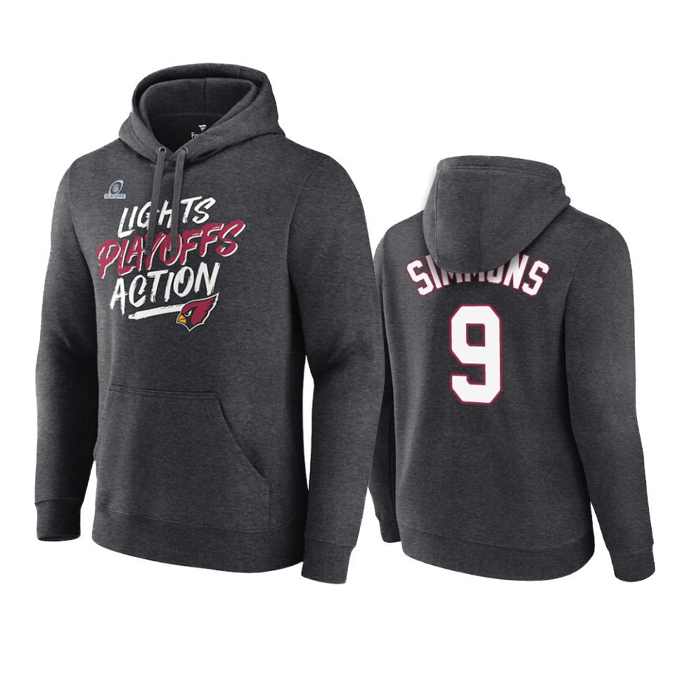 Cardinals Charcoal Isaiah Simmons 2021 NFL Playoffs Hoodie