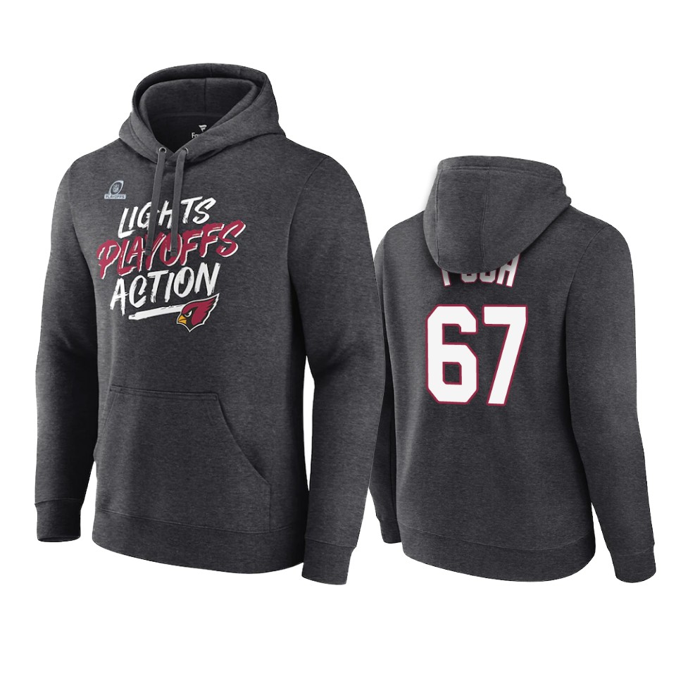 Cardinals Charcoal Justin Pugh 2021 NFL Playoffs Hoodie