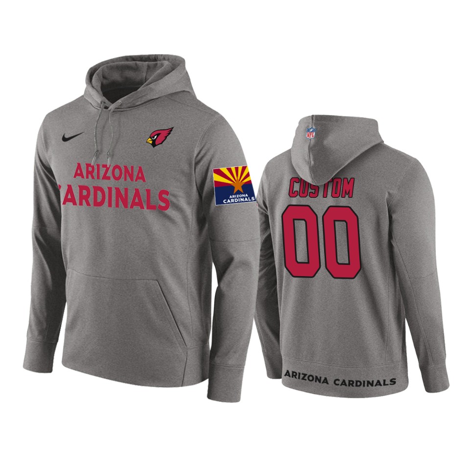 Cardinals Gray Custom Pullover Hoodie Circuit Wordmark Men