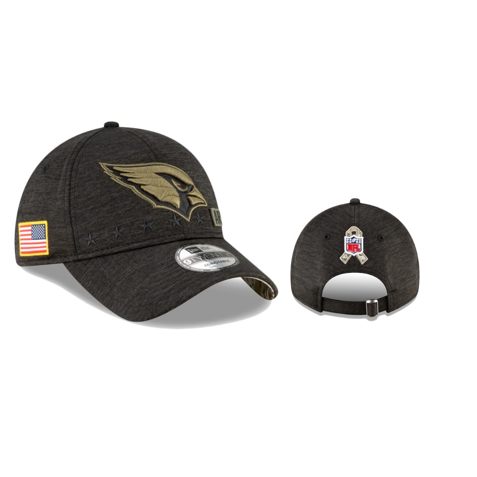 Cardinals Heather Black 2020 Salute to Service 9TWENTY Adjustable Hat