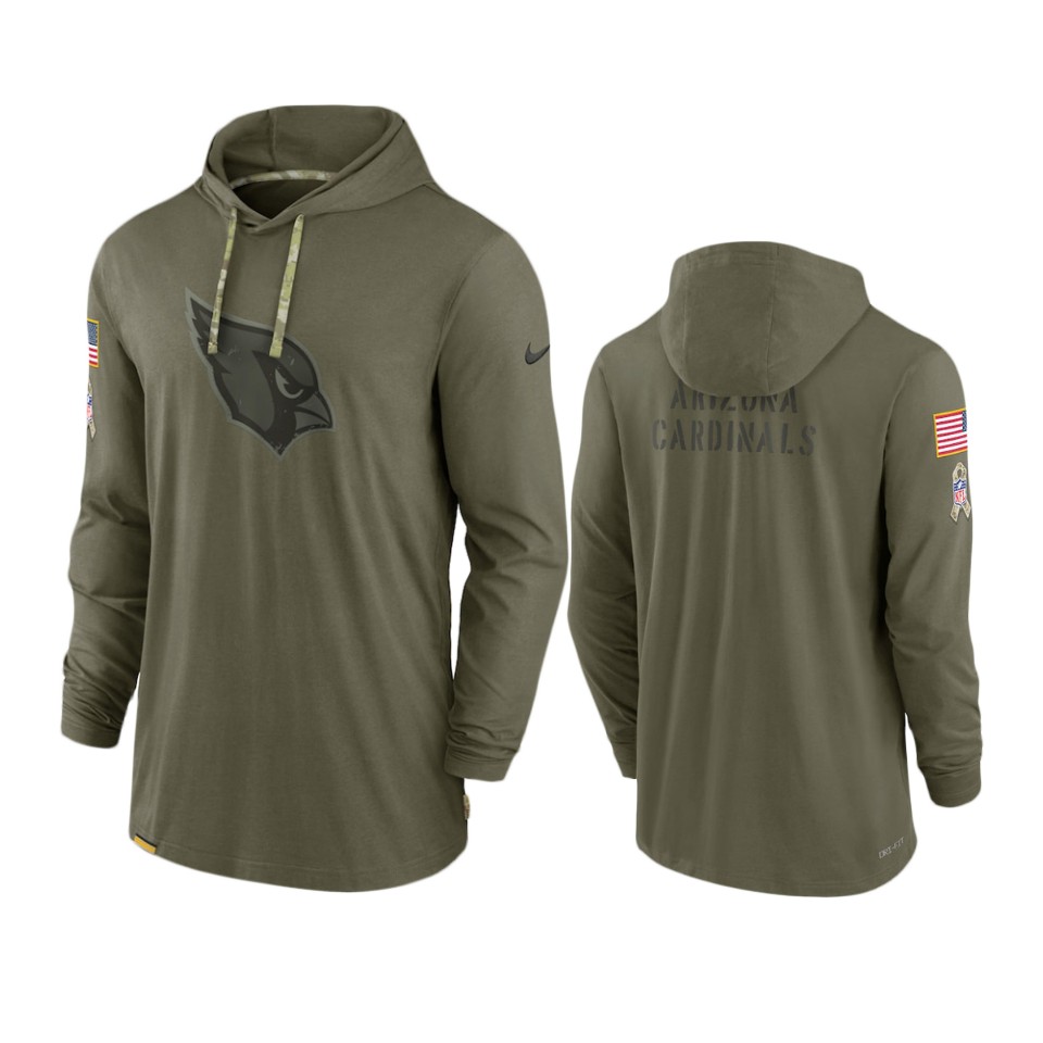 Cardinals Olive 2022 Salute to Service Tonal Pullover Hoodie