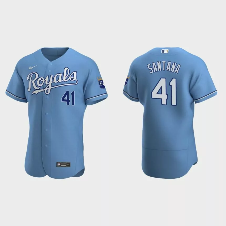 Carlos Santana #41 Kansas City Royals Authentic Alternate Jersey – Light Blue