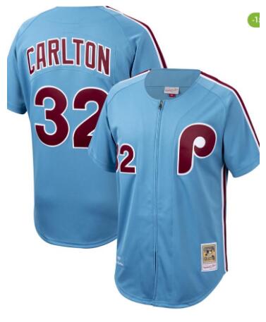 Carlton Philadelphia Phillies Cooperstown Colled Jersey - Light Blue