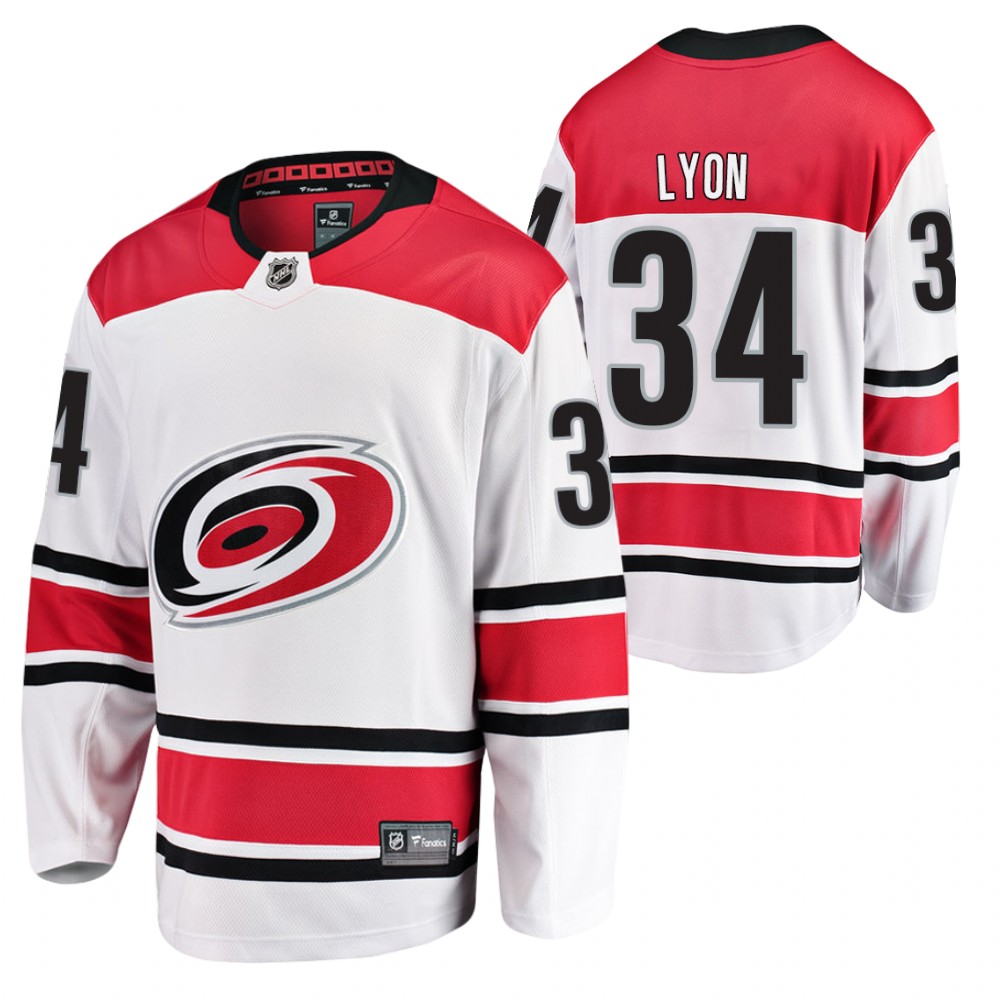 Carolina Hurricanes Alex Lyon White Away Player 2021 Jersey