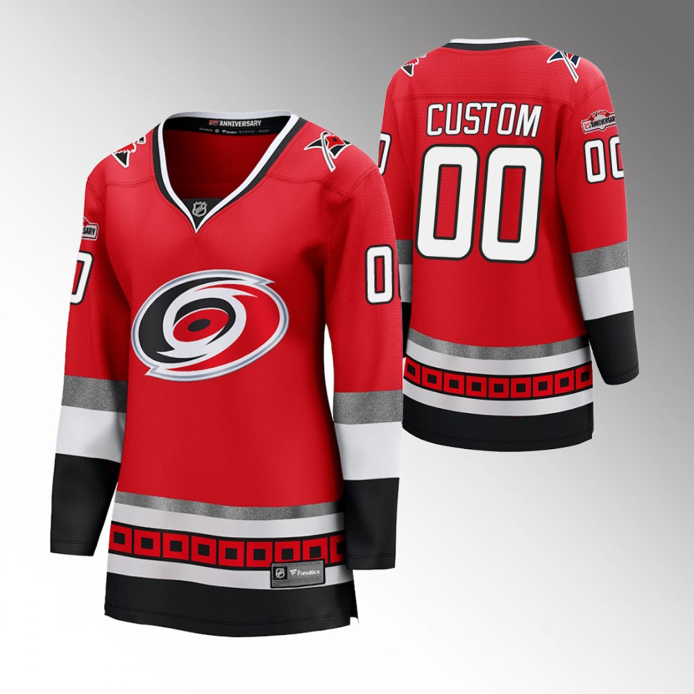 Carolina Hurricanes Custom Women Red 25th Anniversary Jersey
