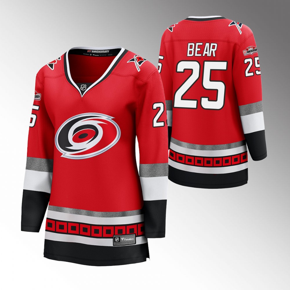 Carolina Hurricanes Ethan Bear Women Red 25th Anniversary Jersey