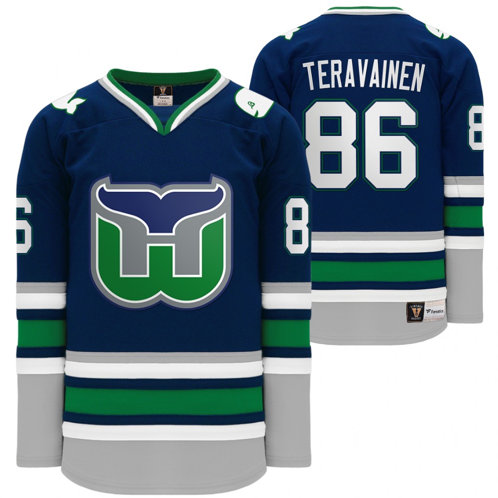 Carolina Hurricanes Hartford Heritage Whalers Night Teuvo Teravainen Throwback Navy Jersey