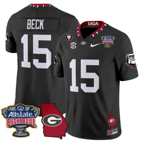 Carson Beck Jersey #15 Georgia Bulldogs 2025 Sugar Bowl Patch Vapor Black