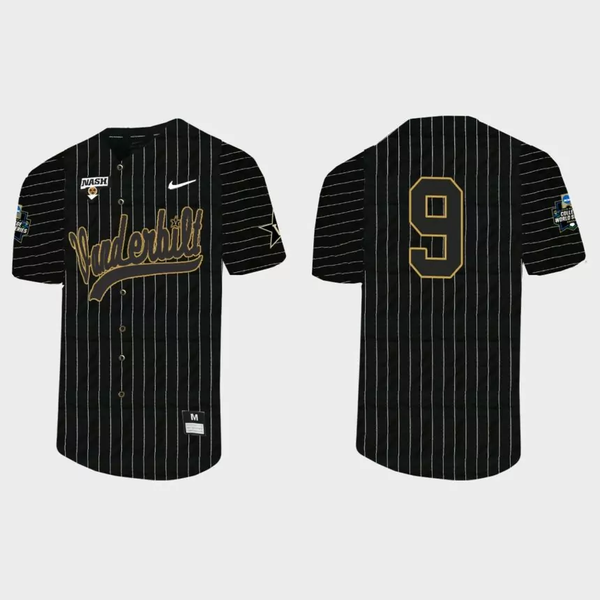 Carter Young Vanderbilt Commodores 2021 College World Series Pinstripe Baseball Jersey – Black