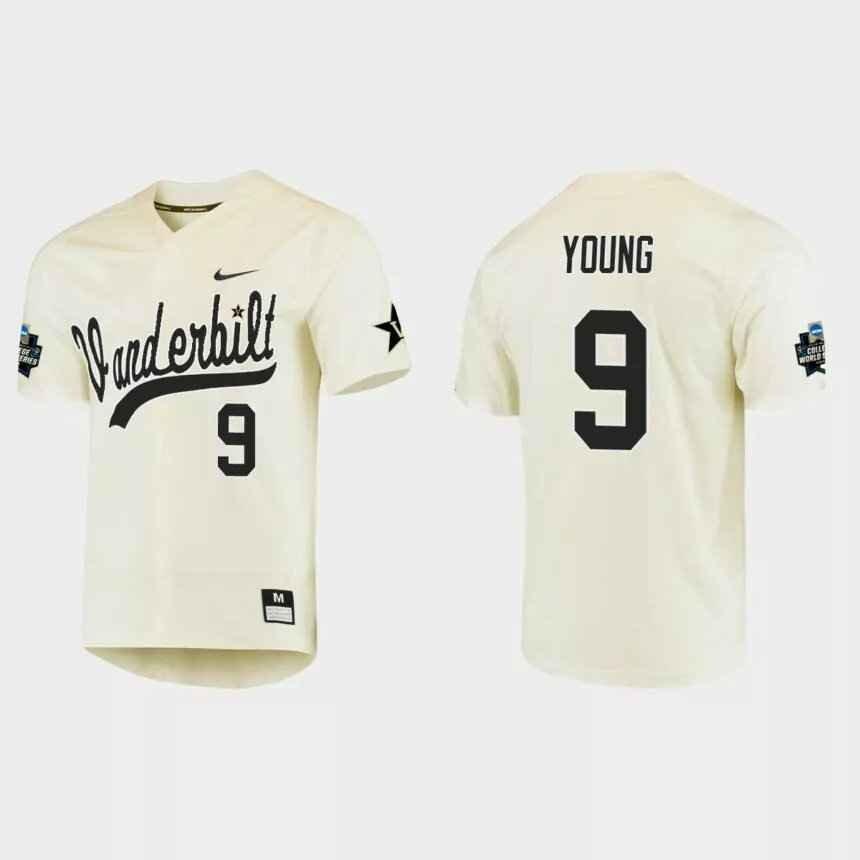Carter Young Vanderbilt Commodores College World Series Baseball Jersey – Cream