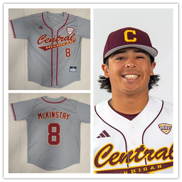 Central Michigan Chippewas #8 Zach McKinstry Gray College Baseball Jersey 